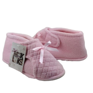 Muk Luks Pink Micro Chenille Adjustable Velcro Quilted Front Flap Slipper Boot